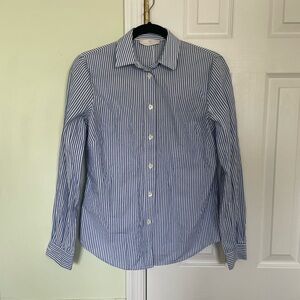SOCAPRI Blue & White Stripe Button Down Shirt Size 40 (4-6 US) Italian Resort